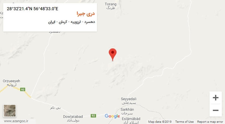 روستای دری جیرا بر روی نقشه