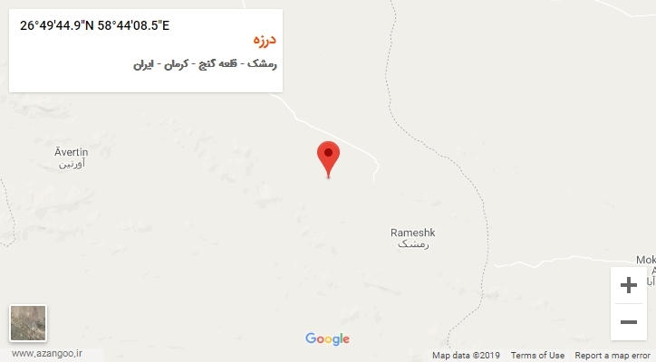 روستای درزه بر روی نقشه