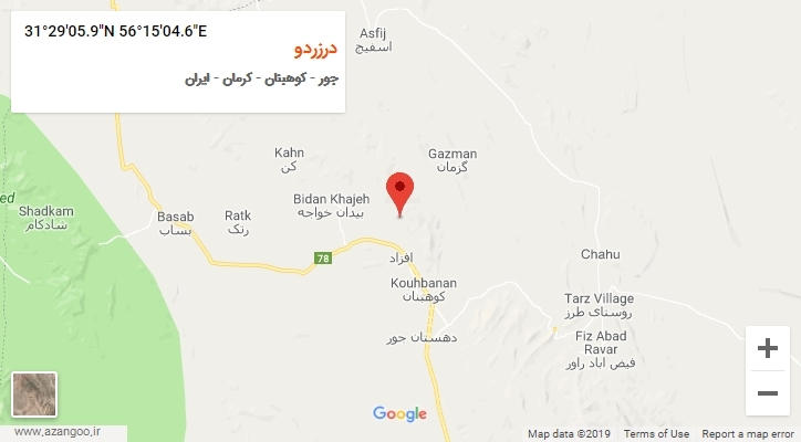 روستای درزردو بر روی نقشه