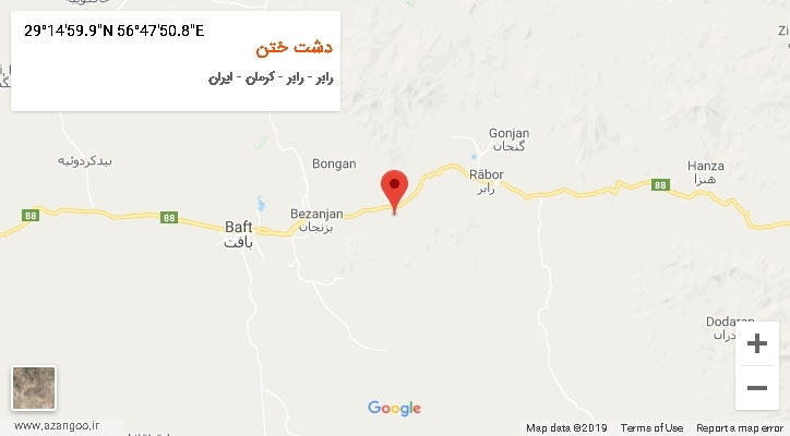 روستای دشت ختن بر روی نقشه