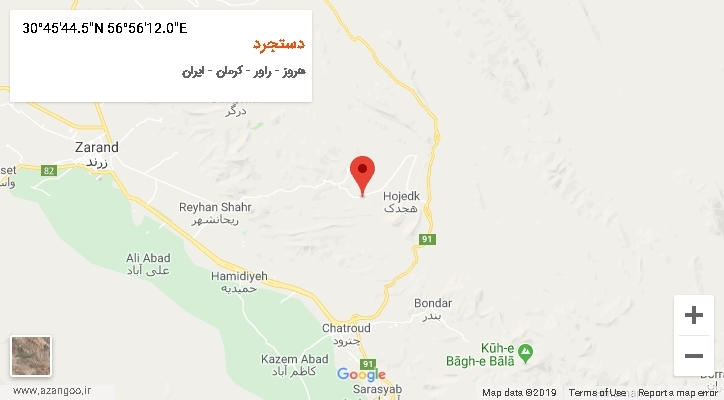 روستای دستجرد بر روی نقشه