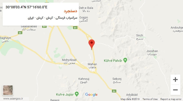 روستای دستجرد بر روی نقشه