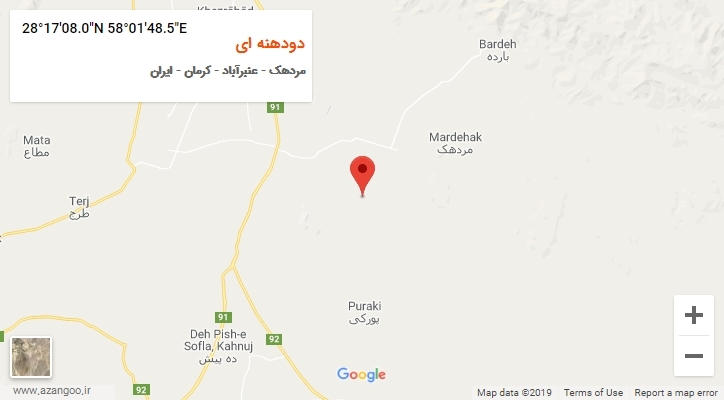 روستای دودهنه ای بر روی نقشه
