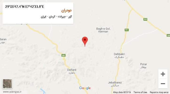 روستای دودران بر روی نقشه
