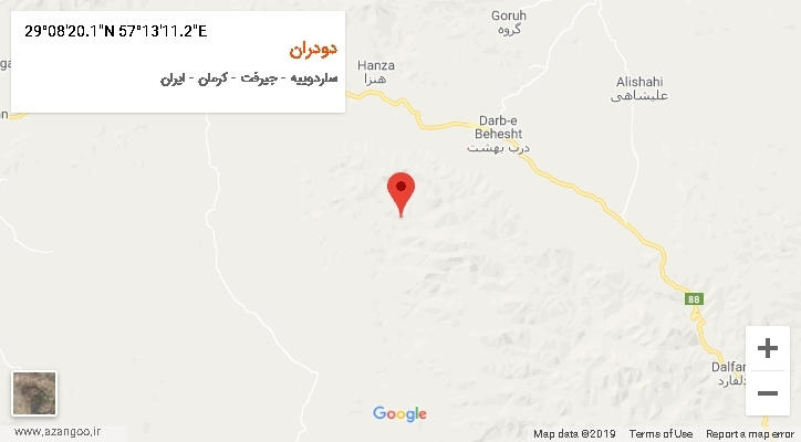روستای دودران بر روی نقشه