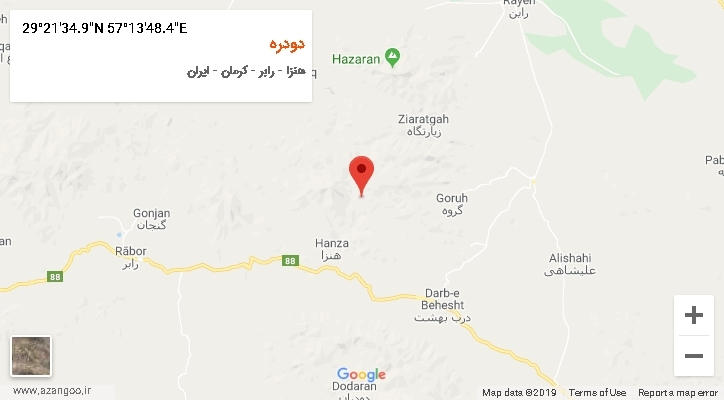 روستای دودره بر روی نقشه