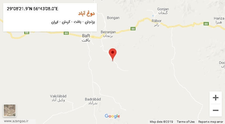 روستای دوغ آباد بر روی نقشه