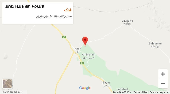 روستای فدک بر روی نقشه