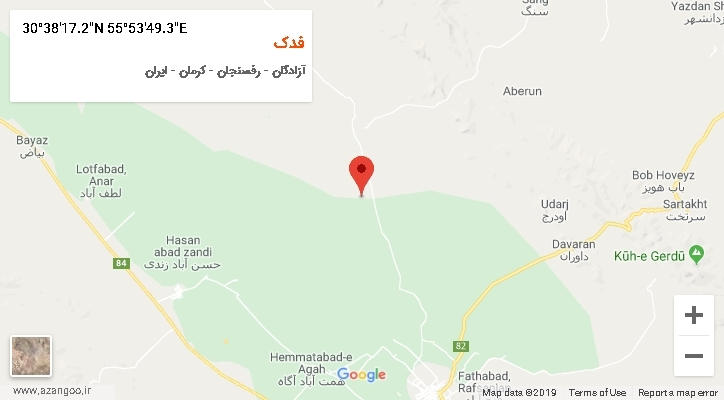 روستای فدک بر روی نقشه