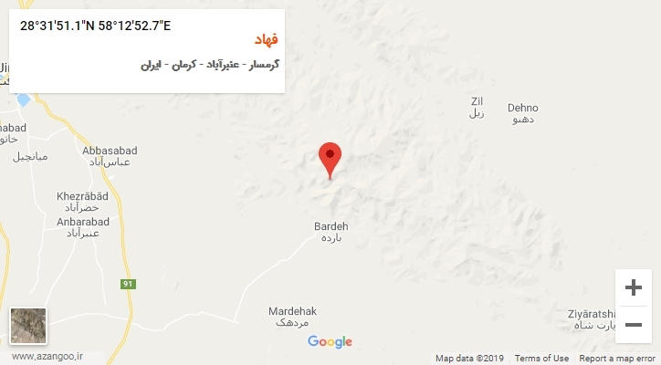روستای فهاد بر روی نقشه