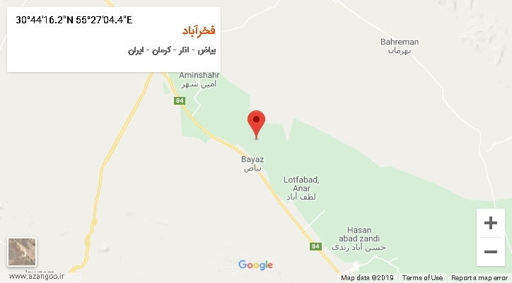 روستای فخرآباد بر روی نقشه