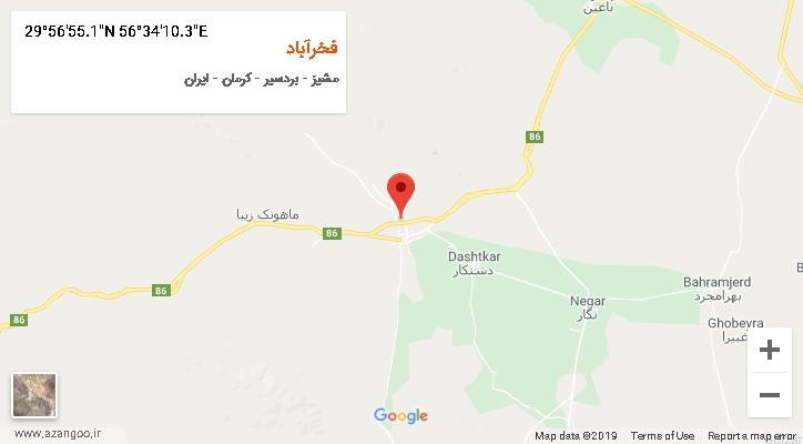 روستای فخرآباد بر روی نقشه