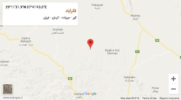 روستای فکرآباد بر روی نقشه