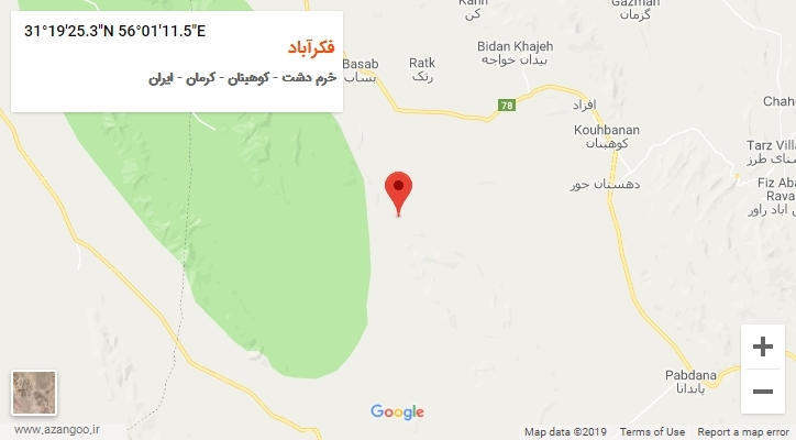 روستای فکرآباد بر روی نقشه