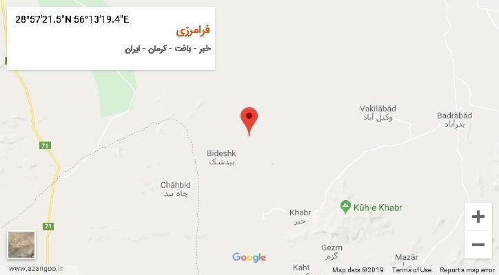 روستای فرامرزی بر روی نقشه