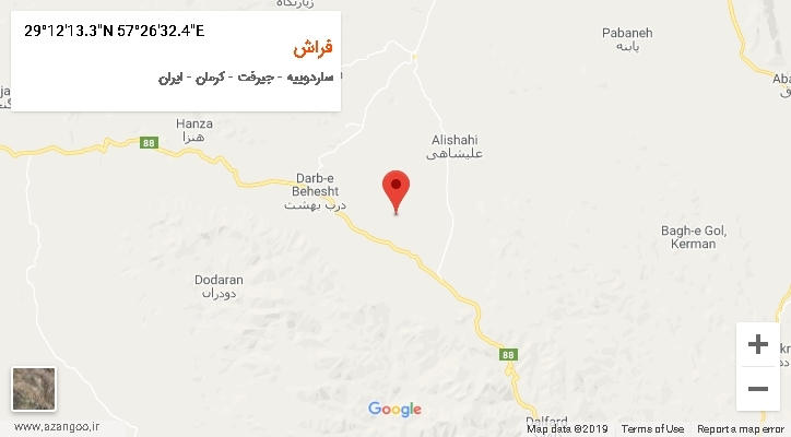 روستای فراش بر روی نقشه