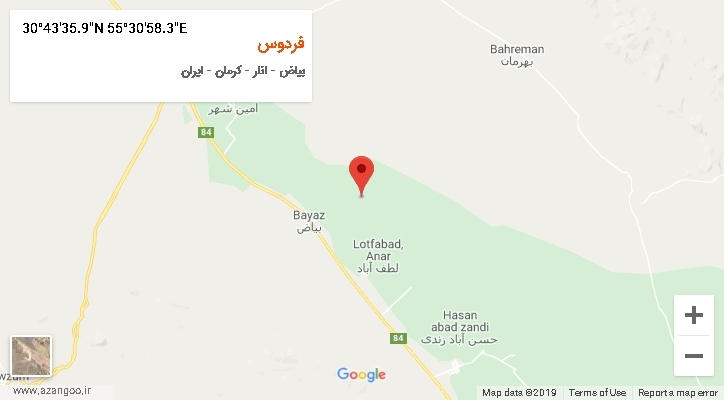 روستای فردوس بر روی نقشه