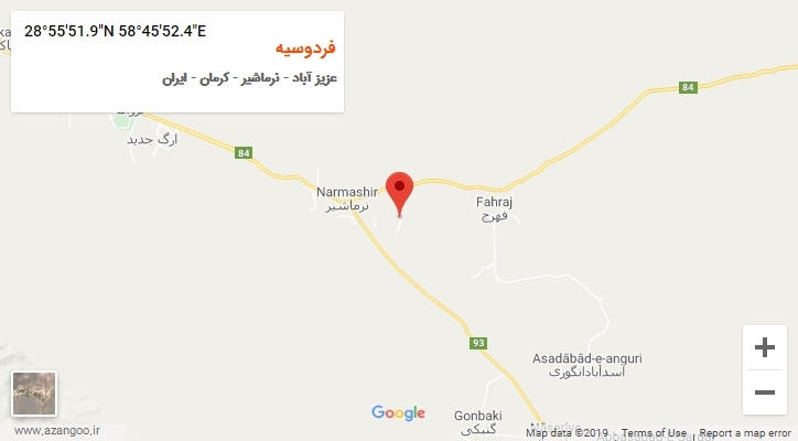 روستای فردوسیه بر روی نقشه