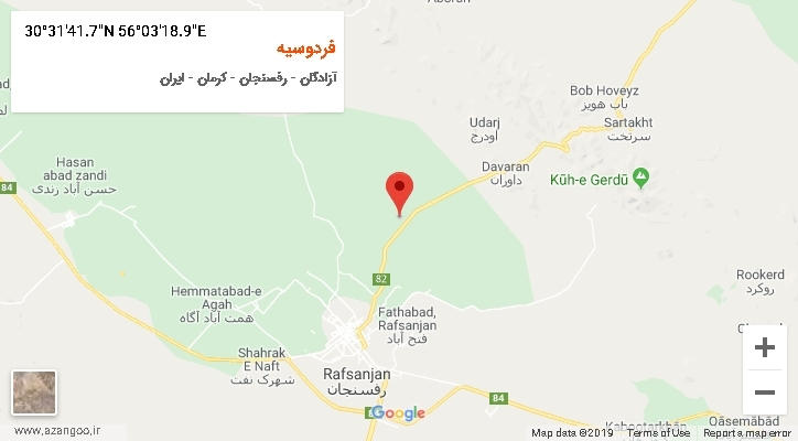 روستای فردوسیه بر روی نقشه