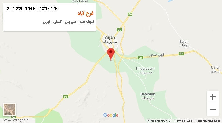 روستای فرح آباد بر روی نقشه