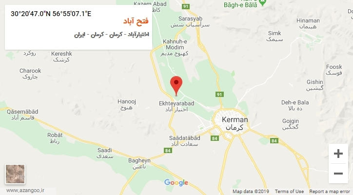روستای فتح آباد بر روی نقشه