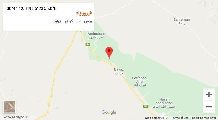 روستای فیروزآباد بر روی نقشه