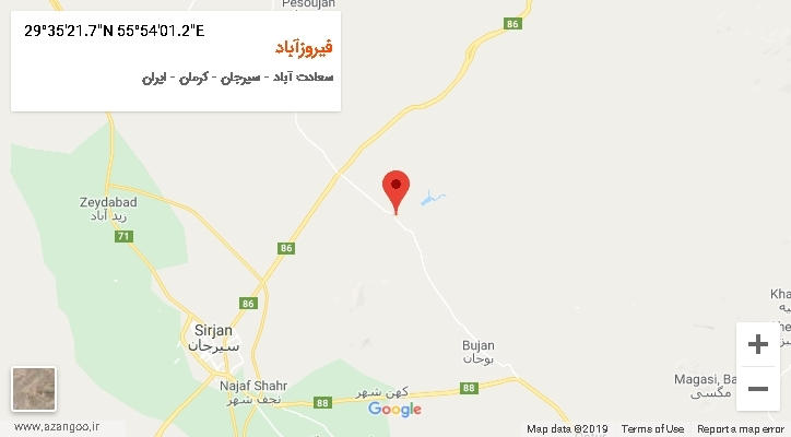 روستای فیروزآباد بر روی نقشه