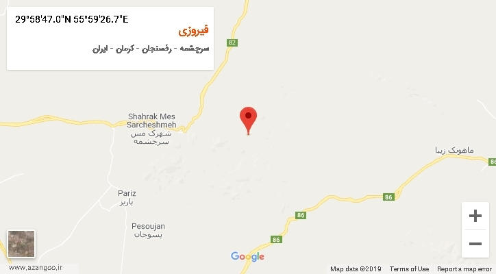 روستای فیروزی بر روی نقشه