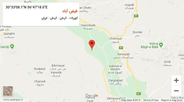 روستای فیض آباد بر روی نقشه