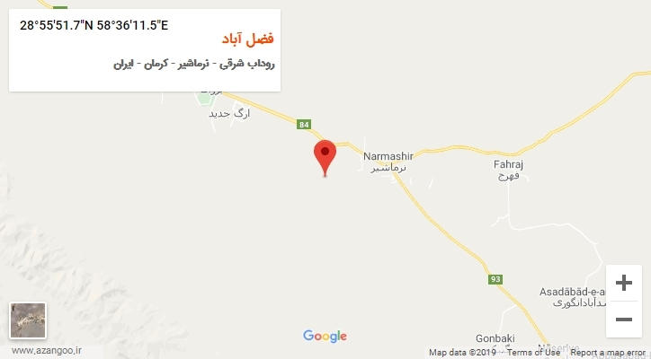 روستای فضل آباد بر روی نقشه