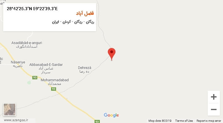روستای فضل آباد بر روی نقشه