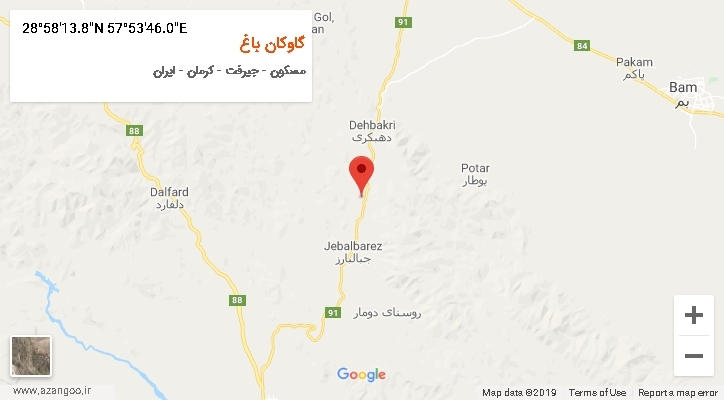 روستای گاوکان باغ بر روی نقشه