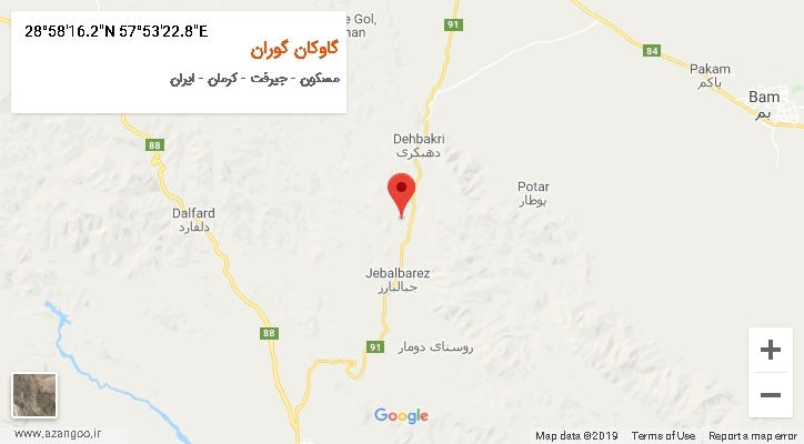 روستای گاوکان گوران بر روی نقشه