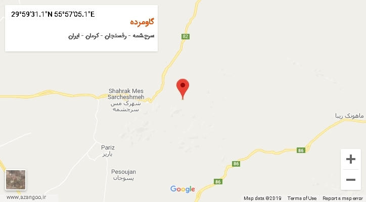 روستای گاومرده بر روی نقشه