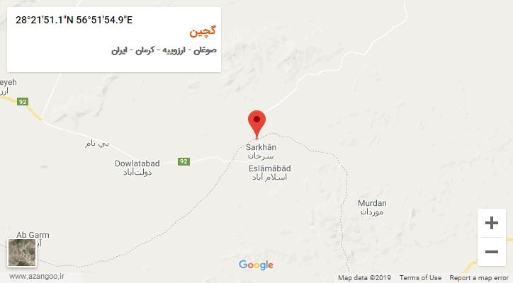 روستای گچین بر روی نقشه
