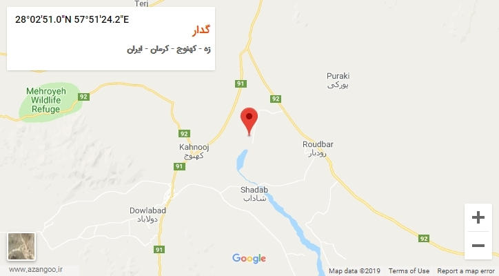 روستای گدار بر روی نقشه