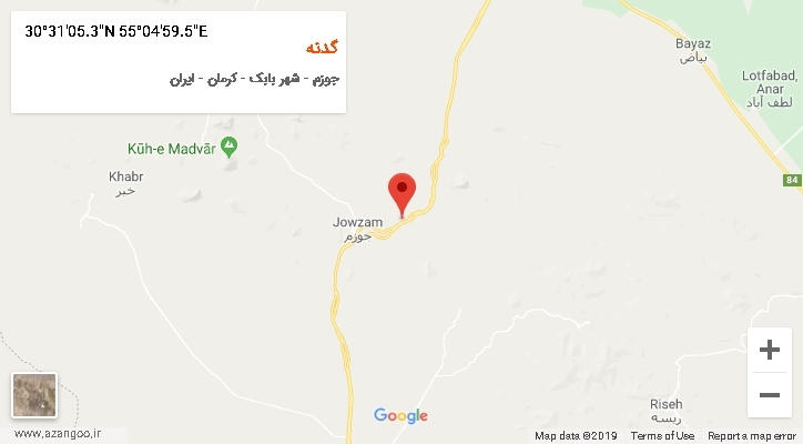روستای گدنه بر روی نقشه