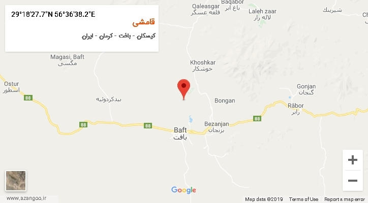روستای قامشی بر روی نقشه