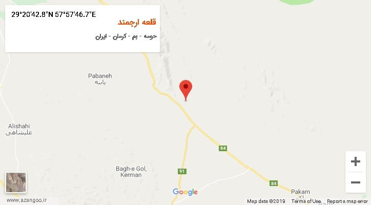 روستای قلعه ارجمند بر روی نقشه