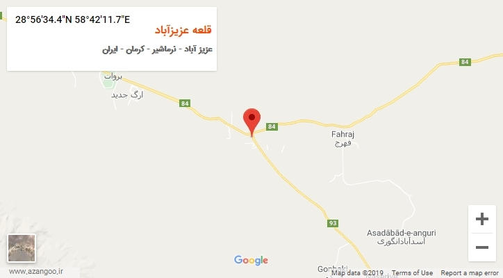 روستای قلعه عزیزآباد بر روی نقشه