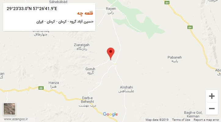 روستای قلعه چه بر روی نقشه