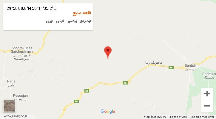 روستای قلعه منیع بر روی نقشه