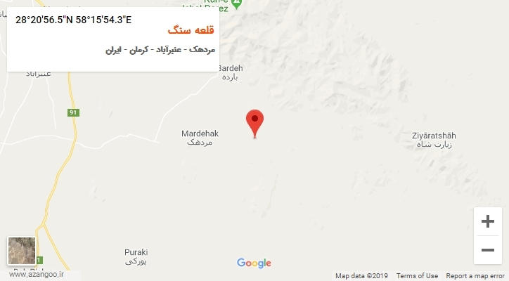 روستای قلعه سنگ بر روی نقشه
