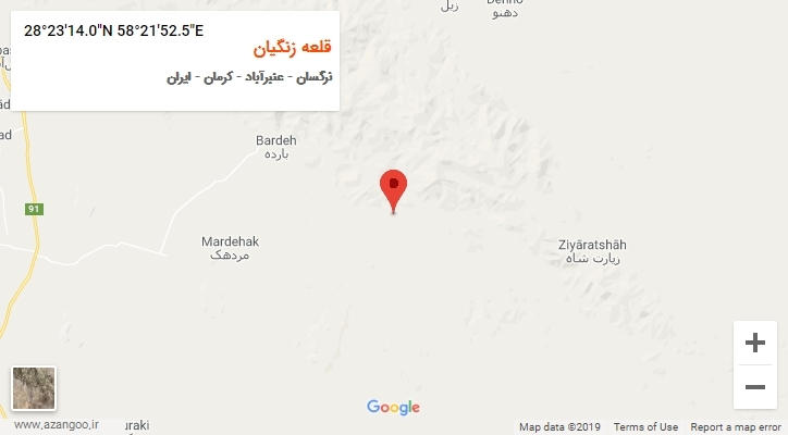 روستای قلعه زنگیان بر روی نقشه