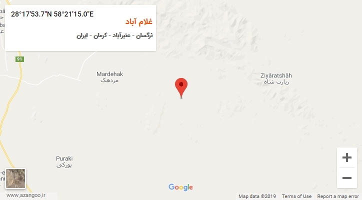 روستای غلام آباد بر روی نقشه