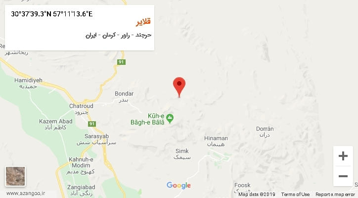 روستای قلایر بر روی نقشه