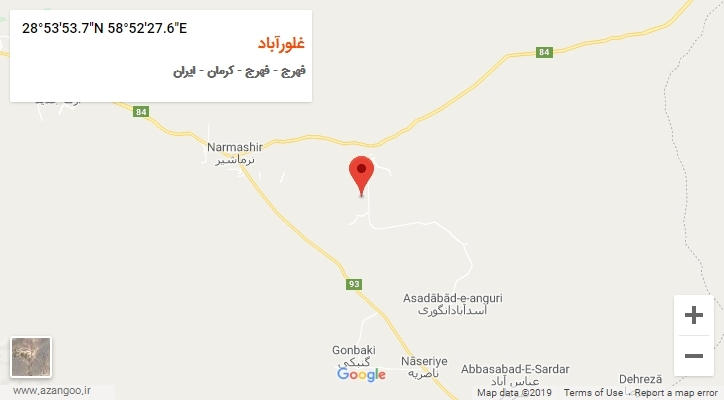 روستای غلورآباد بر روی نقشه