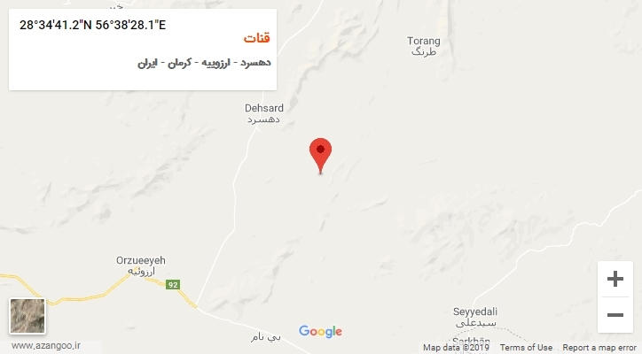 روستای قنات بر روی نقشه