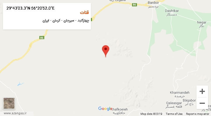 روستای قنات بر روی نقشه