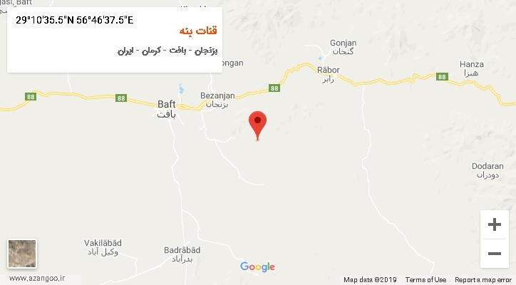 روستای قنات بنه بر روی نقشه